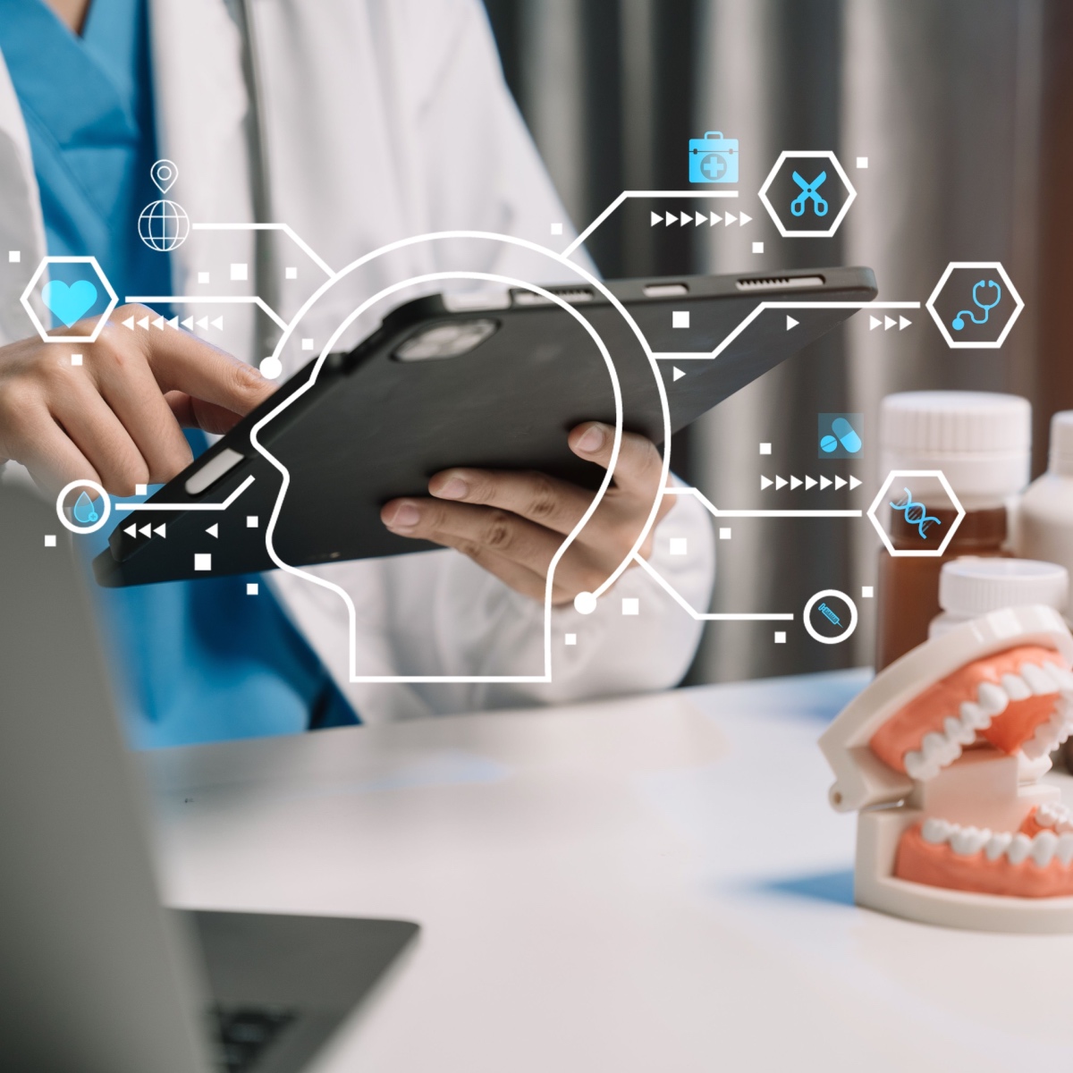 A dentist using the OrthoPhoto app